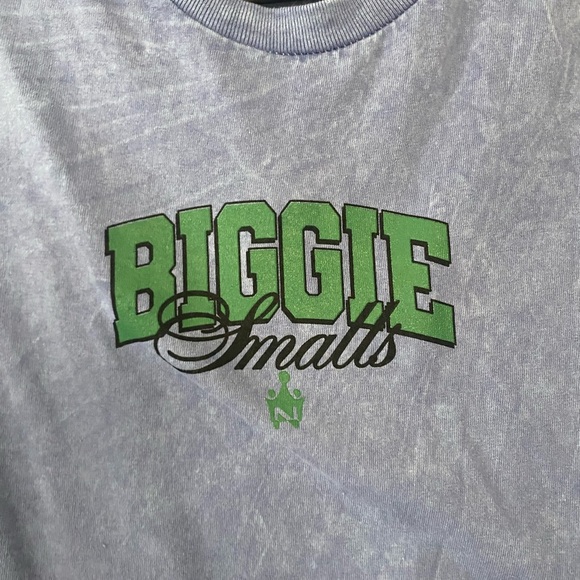 Notorious B.I.G Blue Acid Wash Cotton Graphic T Shirt Short Sleeves Biggie NEW - Picture 4 of 9